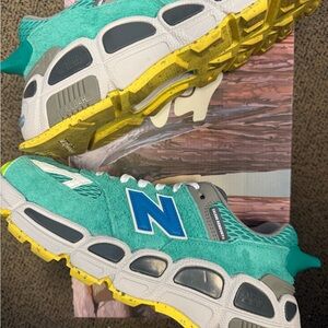 New Balance 574 YURT Teal Blue and Yellow Trail Sneakers